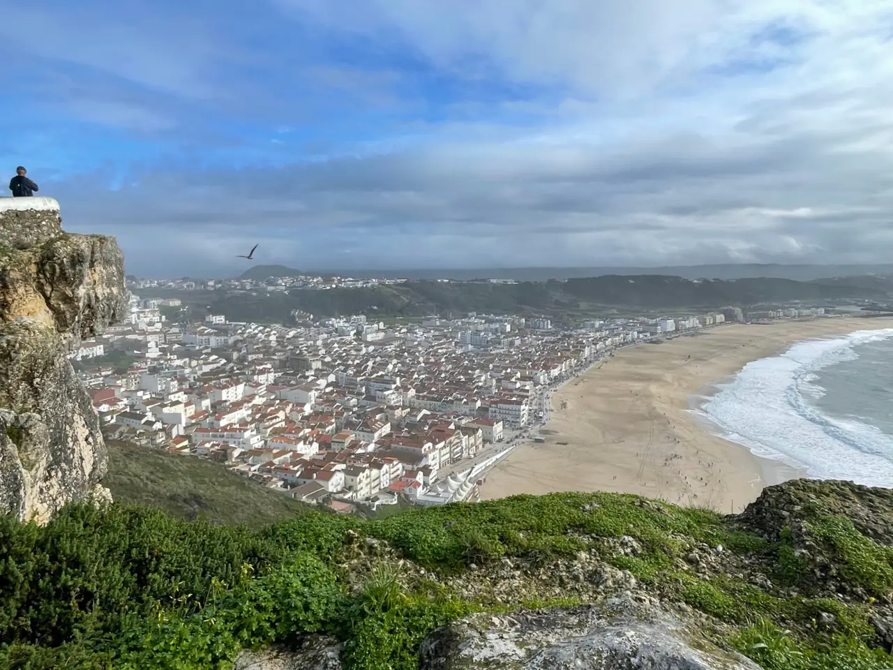 View from Sítio over Nazaré town and beach