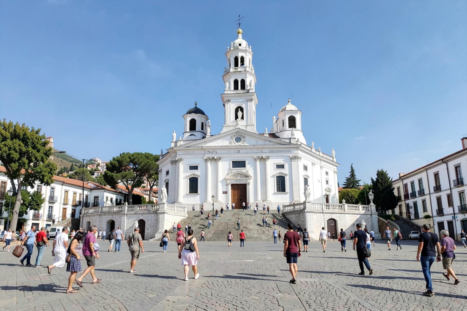 A basílica e a praça do Santuário de Fátima